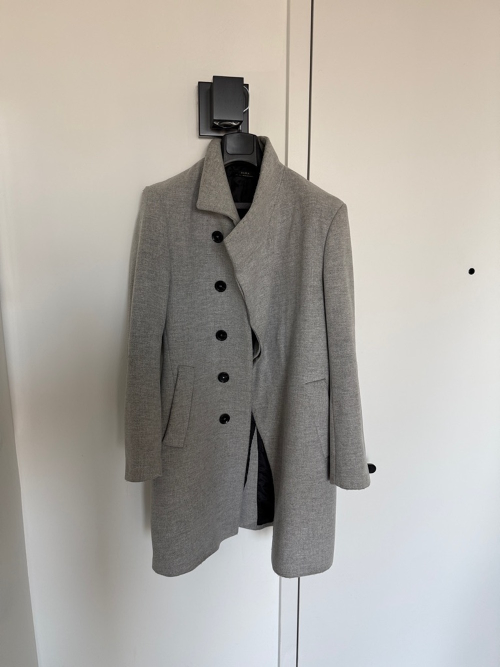 Zara Light Gray Single-Breasted Pea Coat